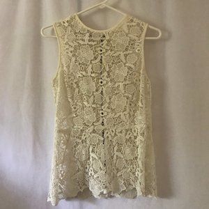 Cabi Sleeveless Lace Shell/Top, Back Zip